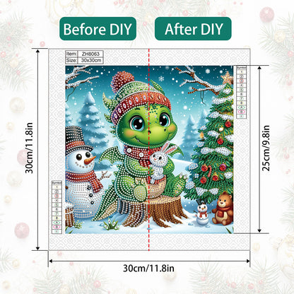 Christmas Pterosaur - Partial Special-Shaped Drill Diamond Painting 30*30CM