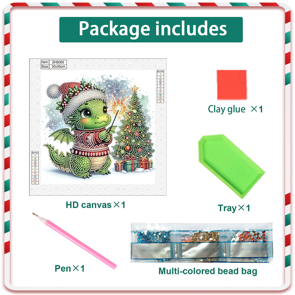 Christmas Pterosaur - Partial Special-Shaped Drill Diamond Painting 30*30CM