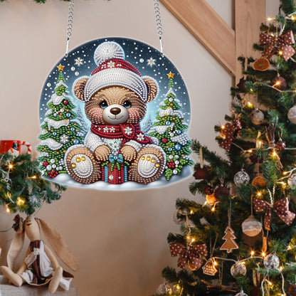 Christmas Bear Acrylic Special Shape 5D DIY Diamond Painting Dots Pendant