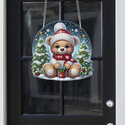 Christmas Bear Acrylic Special Shape 5D DIY Diamond Painting Dots Pendant