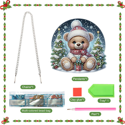 Christmas Bear Acrylic Special Shape 5D DIY Diamond Painting Dots Pendant