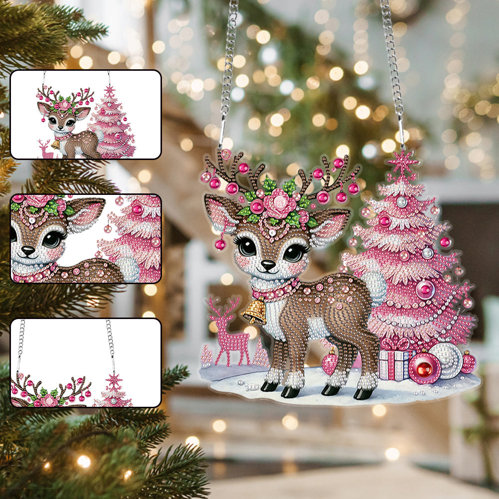 Christmas Deer Acrylic Special Shape 5D DIY Diamond Painting Dots Pendant