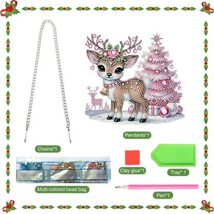 Christmas Deer Acrylic Special Shape 5D DIY Diamond Painting Dots Pendant