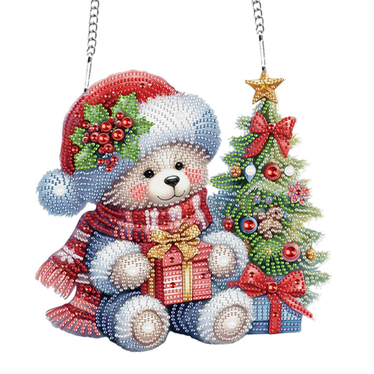 Christmas Bear Acrylic Special Shape 5D DIY Diamond Painting Dots Pendant