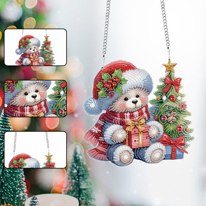 Christmas Bear Acrylic Special Shape 5D DIY Diamond Painting Dots Pendant