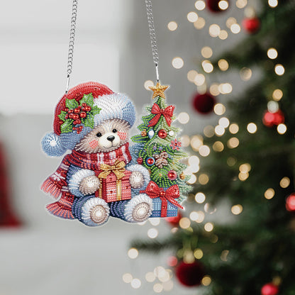 Christmas Bear Acrylic Special Shape 5D DIY Diamond Painting Dots Pendant