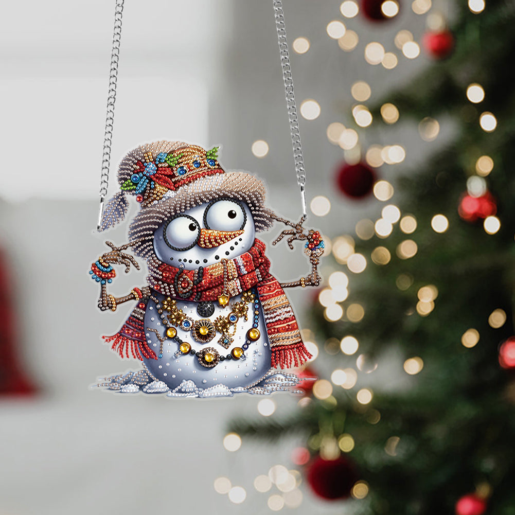 Christmas Snowman Acrylic Special Shape 5D DIY Diamond Painting Dots Pendant