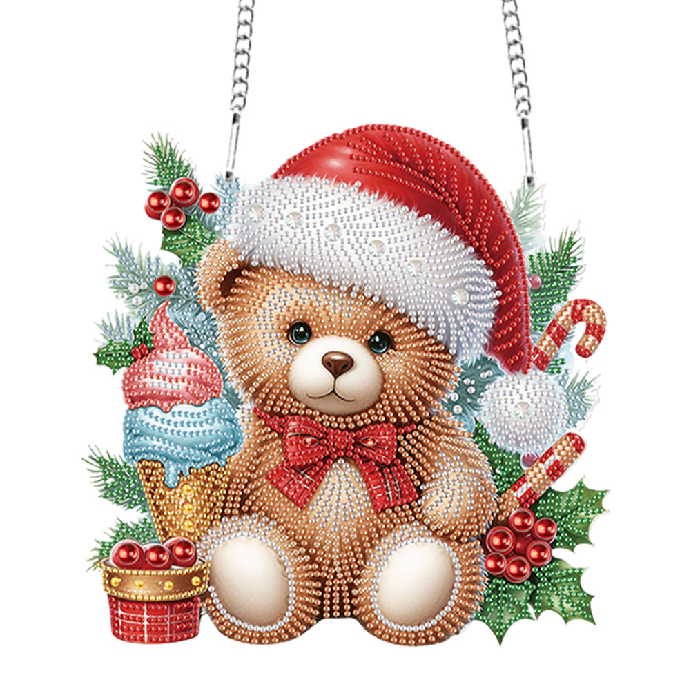 Christmas Bear Acrylic Special Shape 5D DIY Diamond Painting Dots Pendant