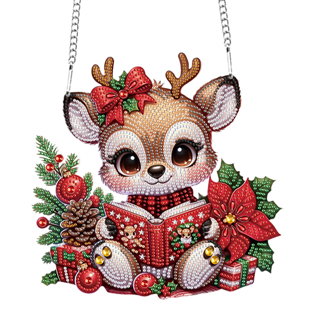 Christmas Deer Acrylic Special Shape 5D DIY Diamond Painting Dots Pendant