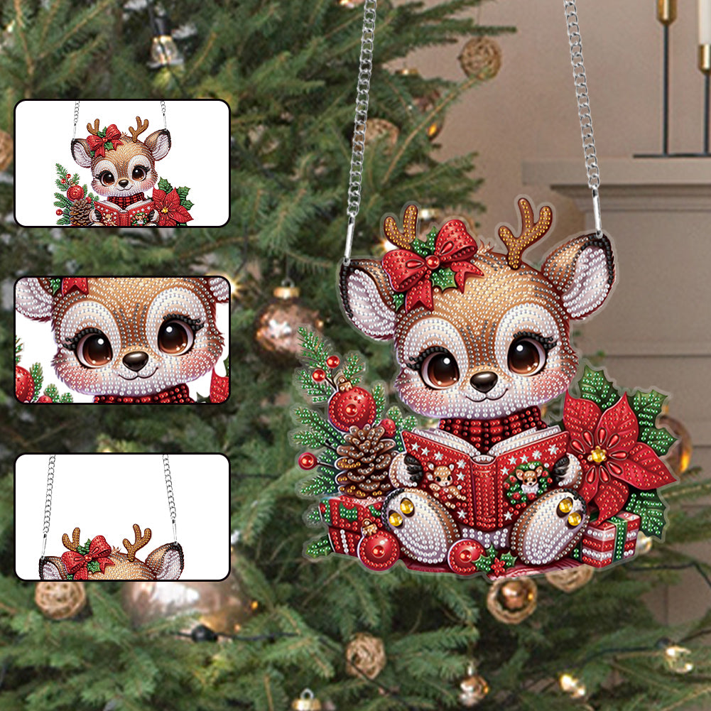 Christmas Deer Acrylic Special Shape 5D DIY Diamond Painting Dots Pendant