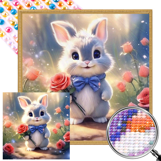 Bunny Holding Flower - Full AB Round Drill Diamond Painting 30*30CM