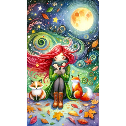 The Fox And The Red-Haired Girl - Full AB Round Drill Diamond Painting 40*70CM