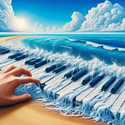 The Piano On The Sea - Full Round Drill Diamond Painting 30*30CM