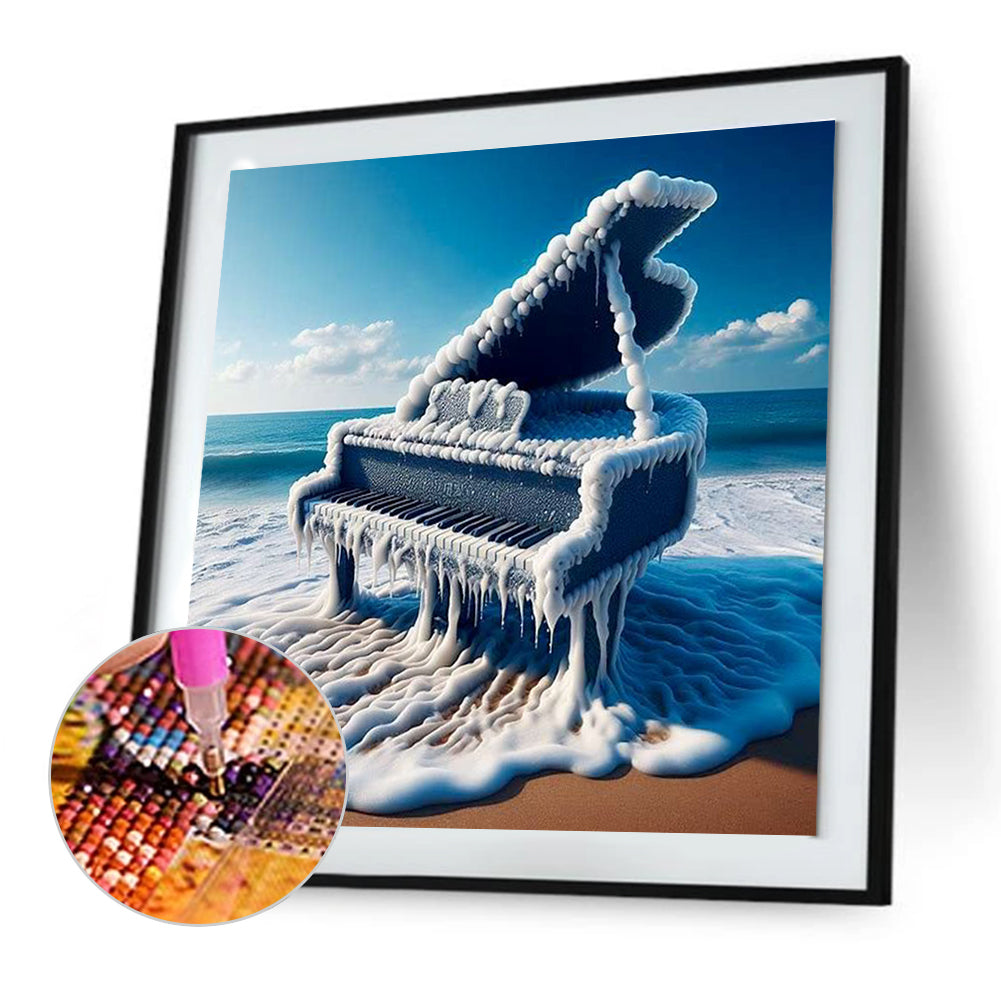 The Piano On The Sea - Full Round Drill Diamond Painting 30*30CM