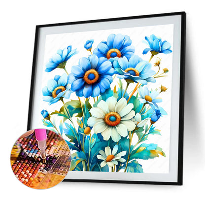 Blue And White Daisy - Full Square Drill Diamond Painting 30*30CM