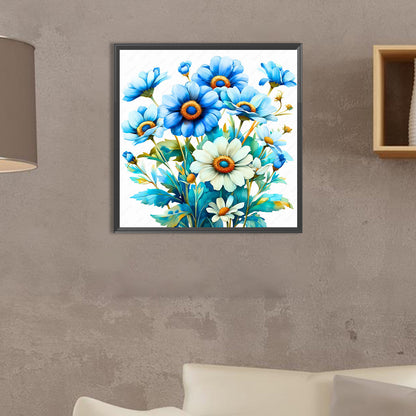 Blue And White Daisy - Full Square Drill Diamond Painting 30*30CM