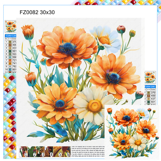 Orange Daisy - Full Square Drill Diamond Painting 30*30CM