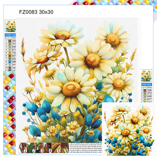 Light Yellow Daisy - Full Square Drill Diamond Painting 30*30CM