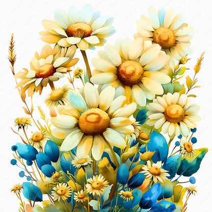 Light Yellow Daisy - Full Square Drill Diamond Painting 30*30CM