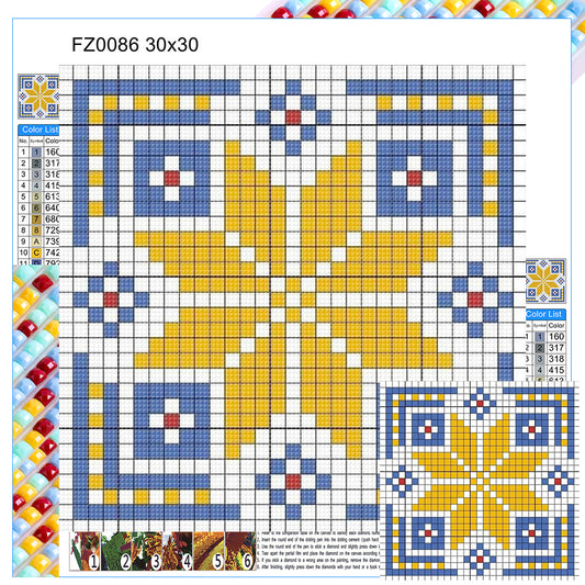 Blue And Yellow Mosaic - Full Square Drill Diamond Painting 30*30CM