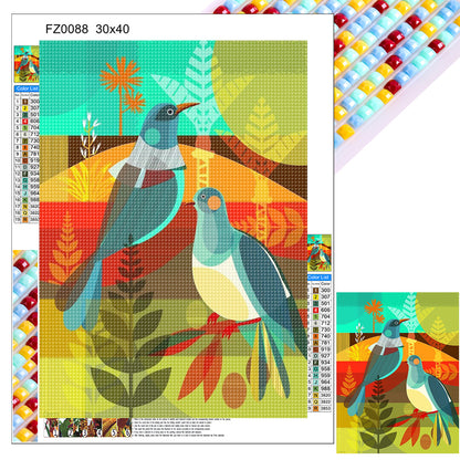 Geometric Double Pigeon - Full Square Drill Diamond Painting 30*40CM