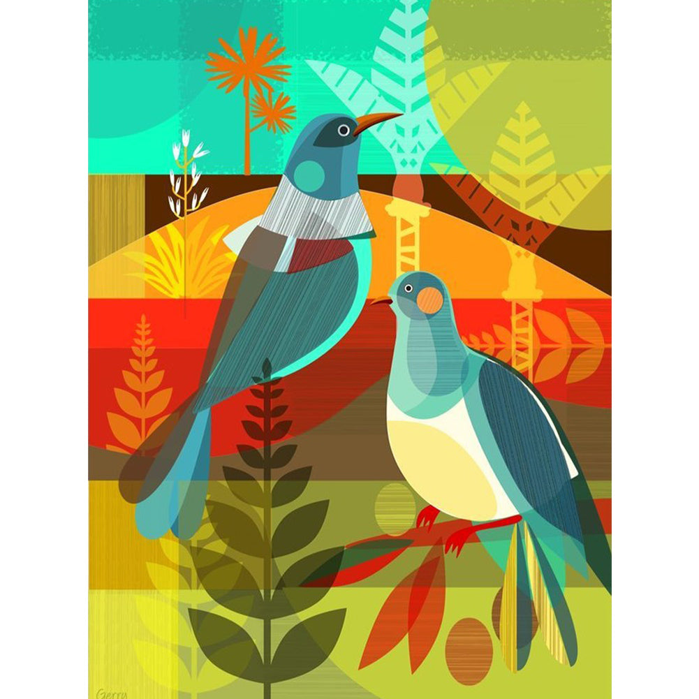 Geometric Double Pigeon - Full Square Drill Diamond Painting 30*40CM