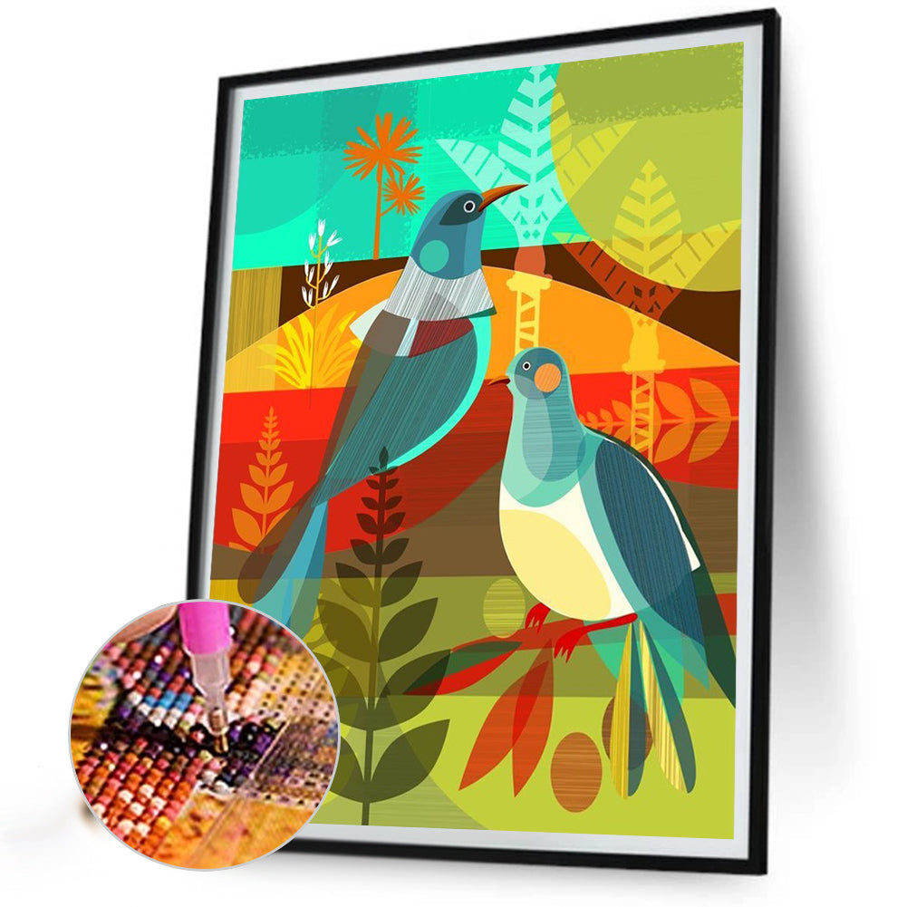 Geometric Double Pigeon - Full Square Drill Diamond Painting 30*40CM