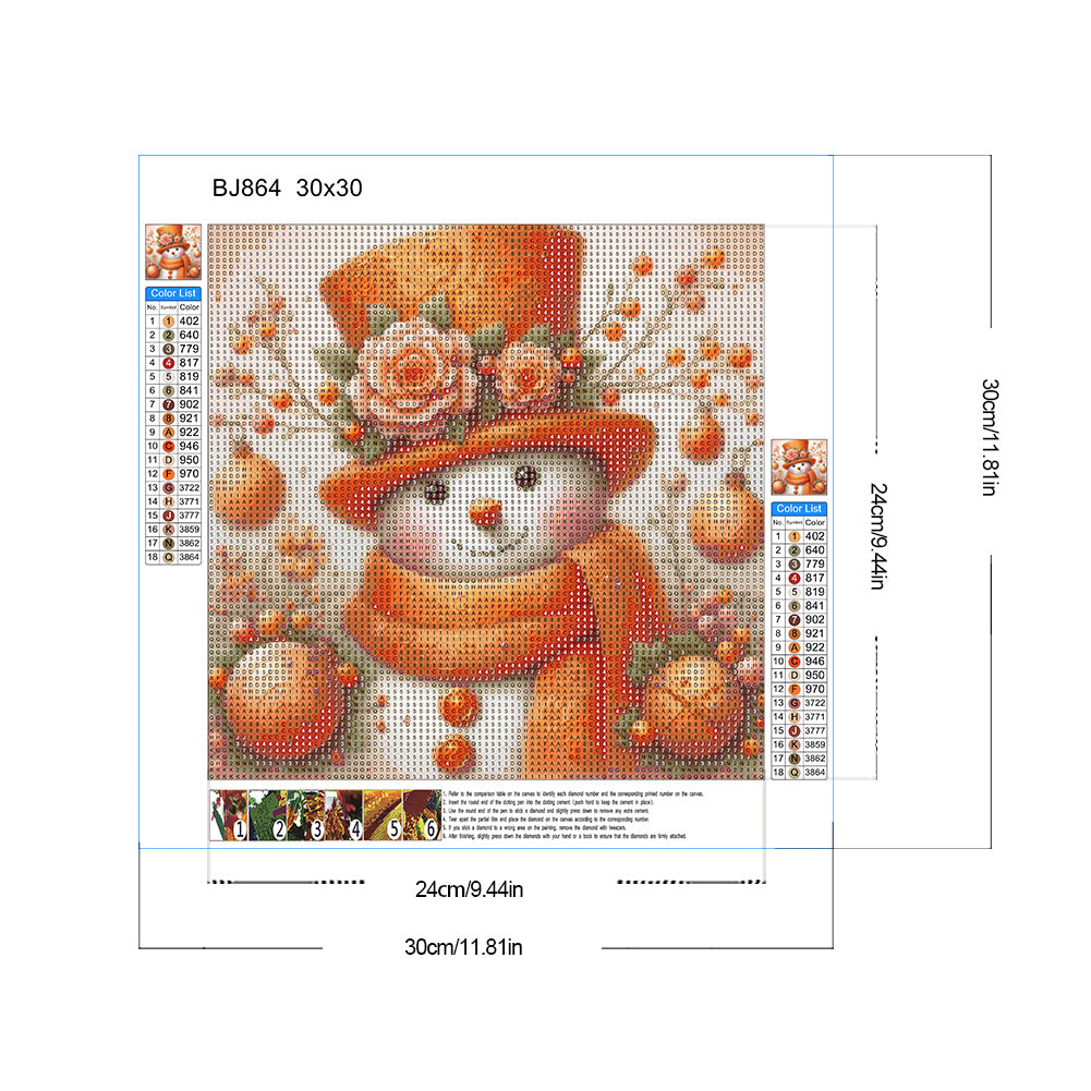 Orange Snowman - Full Round Drill Diamond Painting 30*30CM