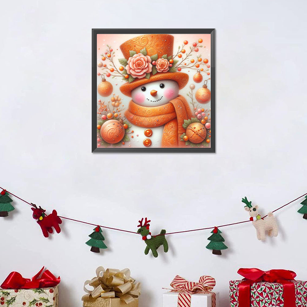 Orange Snowman - Full Round Drill Diamond Painting 30*30CM