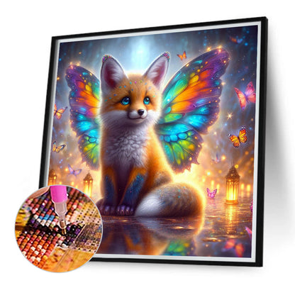 Colorful Feather Butterfly Fox - Full Round Drill Diamond Painting 40*40CM