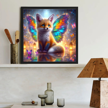 Colorful Feather Butterfly Fox - Full Round Drill Diamond Painting 40*40CM