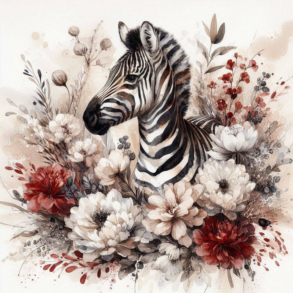 Red And White Zebra - Full Round Drill Diamond Painting 40*40CM