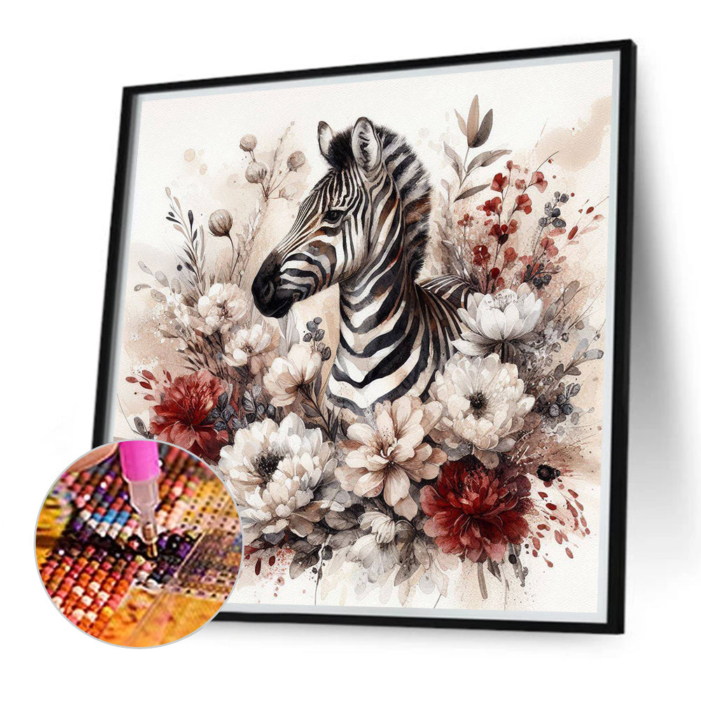 Red And White Zebra - Full Round Drill Diamond Painting 40*40CM