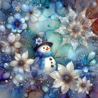 Snowflakes Snowman - Full Round Drill Diamond Painting 40*40CM