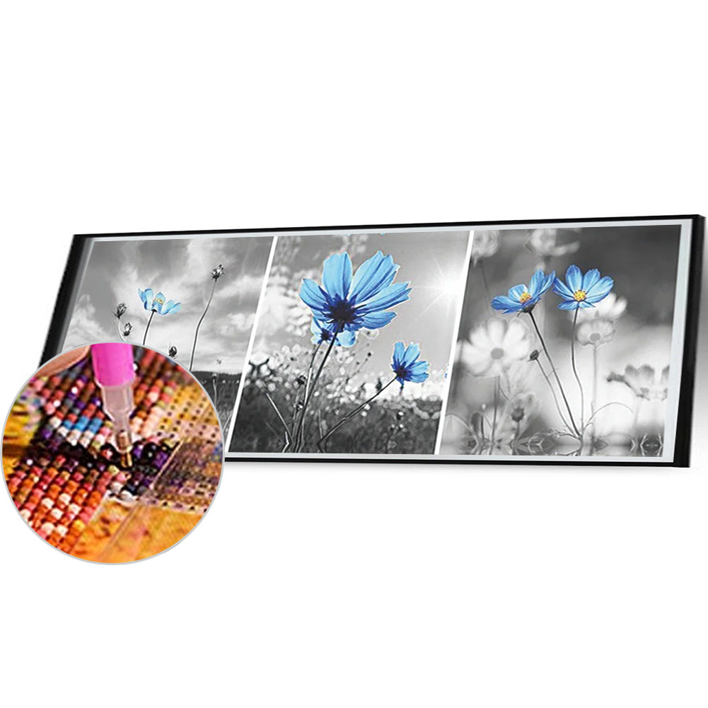 Blue Flower - Full Round Drill Diamond Painting 80*30CM