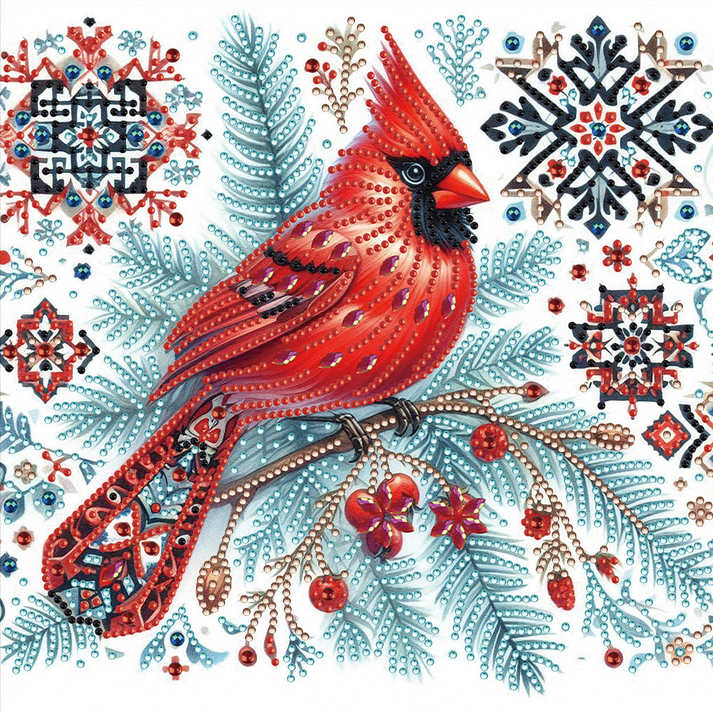 Christmas Tree Cardinal - Partial Special-Shaped Drill Diamond Painting 30*30CM