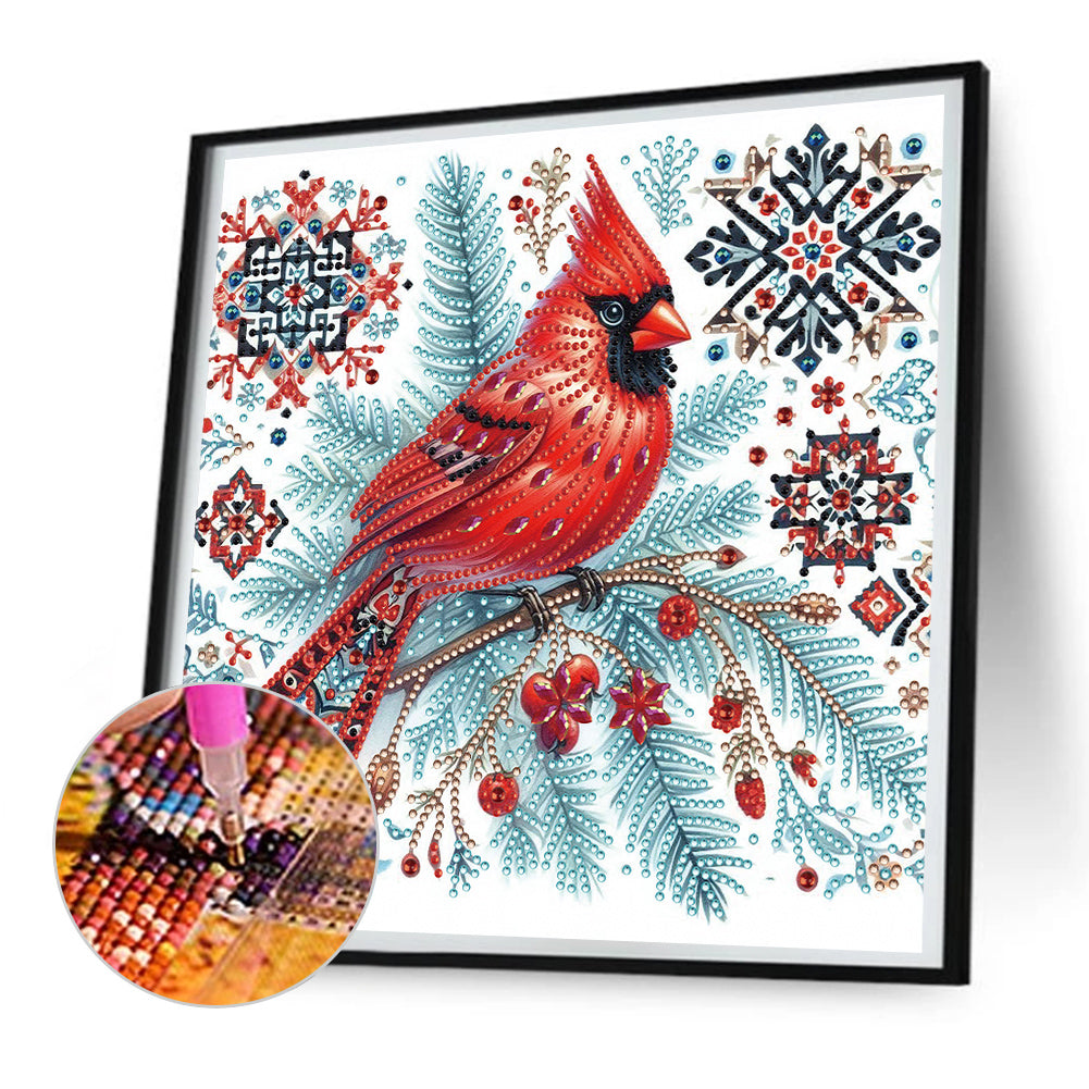 Christmas Tree Cardinal - Partial Special-Shaped Drill Diamond Painting 30*30CM