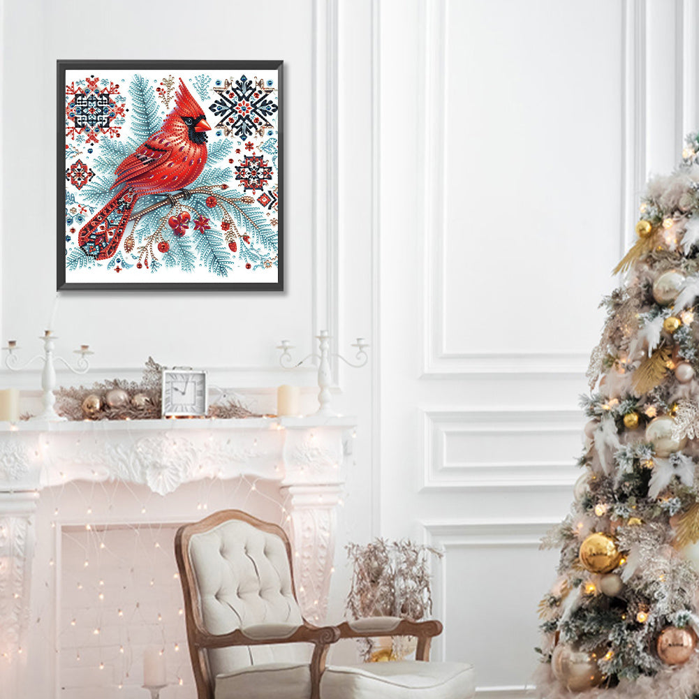 Christmas Tree Cardinal - Partial Special-Shaped Drill Diamond Painting 30*30CM