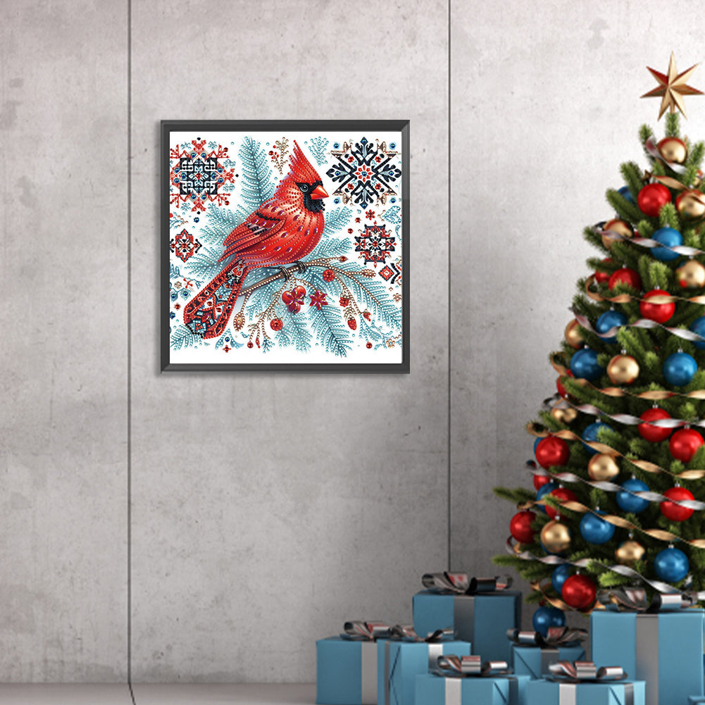 Christmas Tree Cardinal - Partial Special-Shaped Drill Diamond Painting 30*30CM