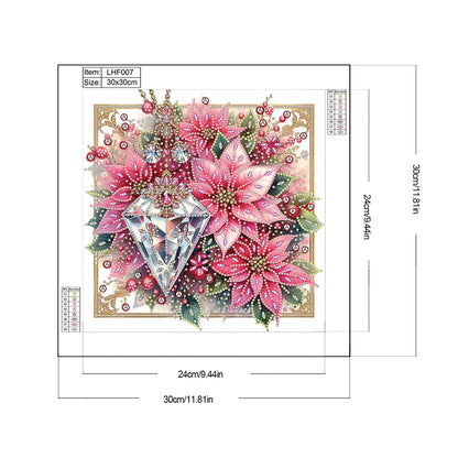 Crystal Poinsettia - Partial Special-Shaped Drill Diamond Painting 30*30CM