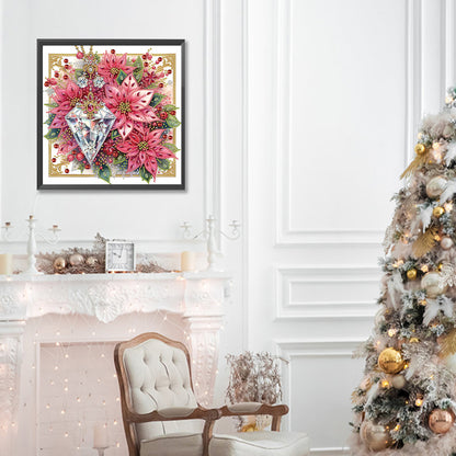 Crystal Poinsettia - Partial Special-Shaped Drill Diamond Painting 30*30CM