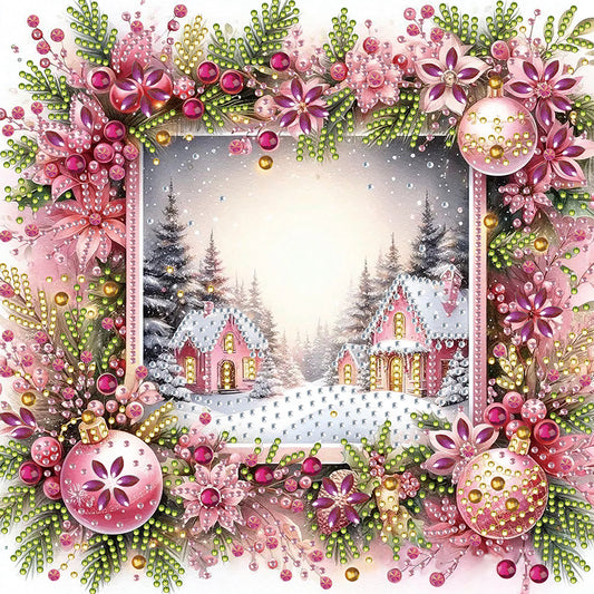 Christmas Snow Town - Partial Special-Shaped Drill Diamond Painting 30*30CM