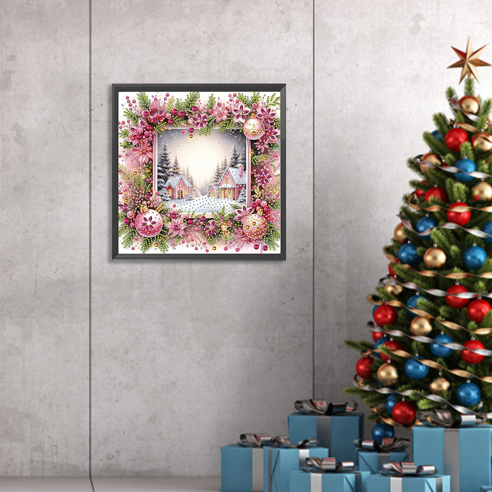 Christmas Snow Town - Partial Special-Shaped Drill Diamond Painting 30*30CM