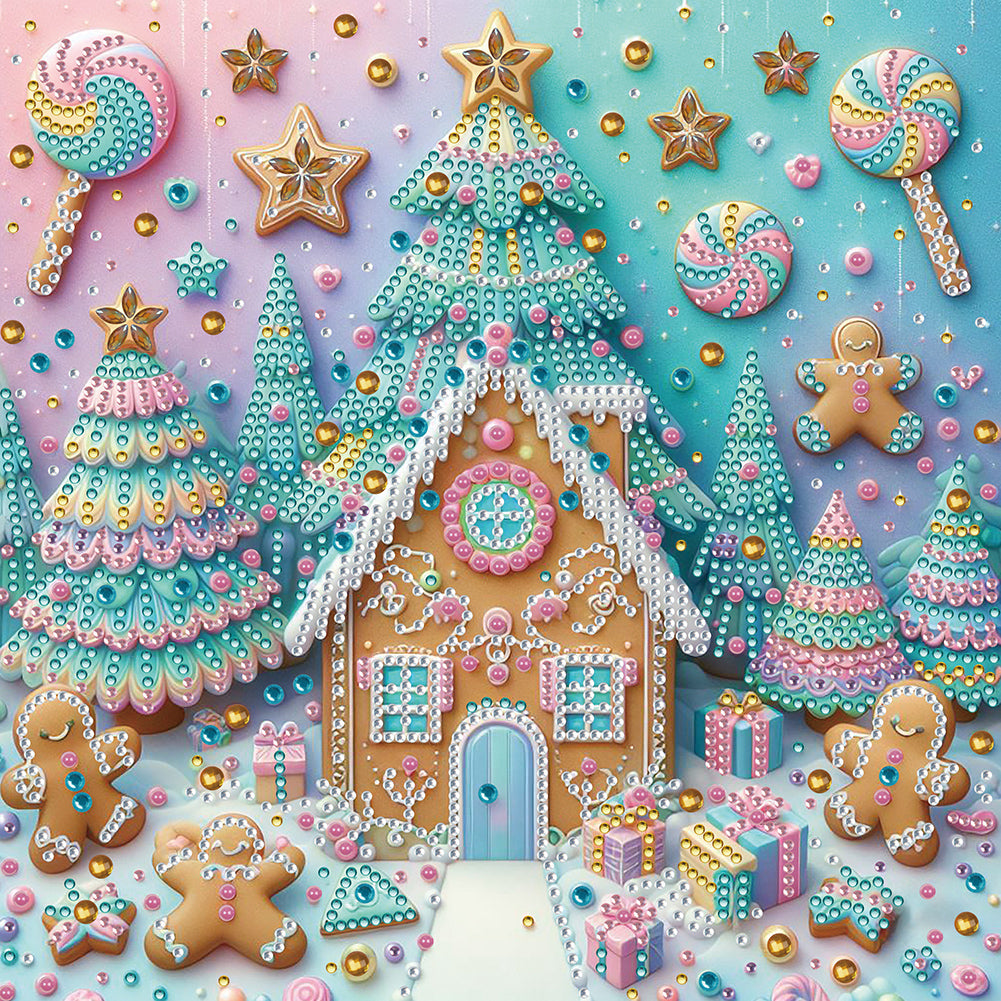 Cookie Candy House - Partial Special-Shaped Drill Diamond Painting 30*30CM