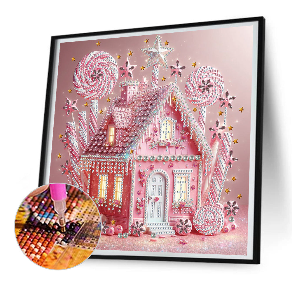 Pink Candy House - Partial Special-Shaped Drill Diamond Painting 30*30CM