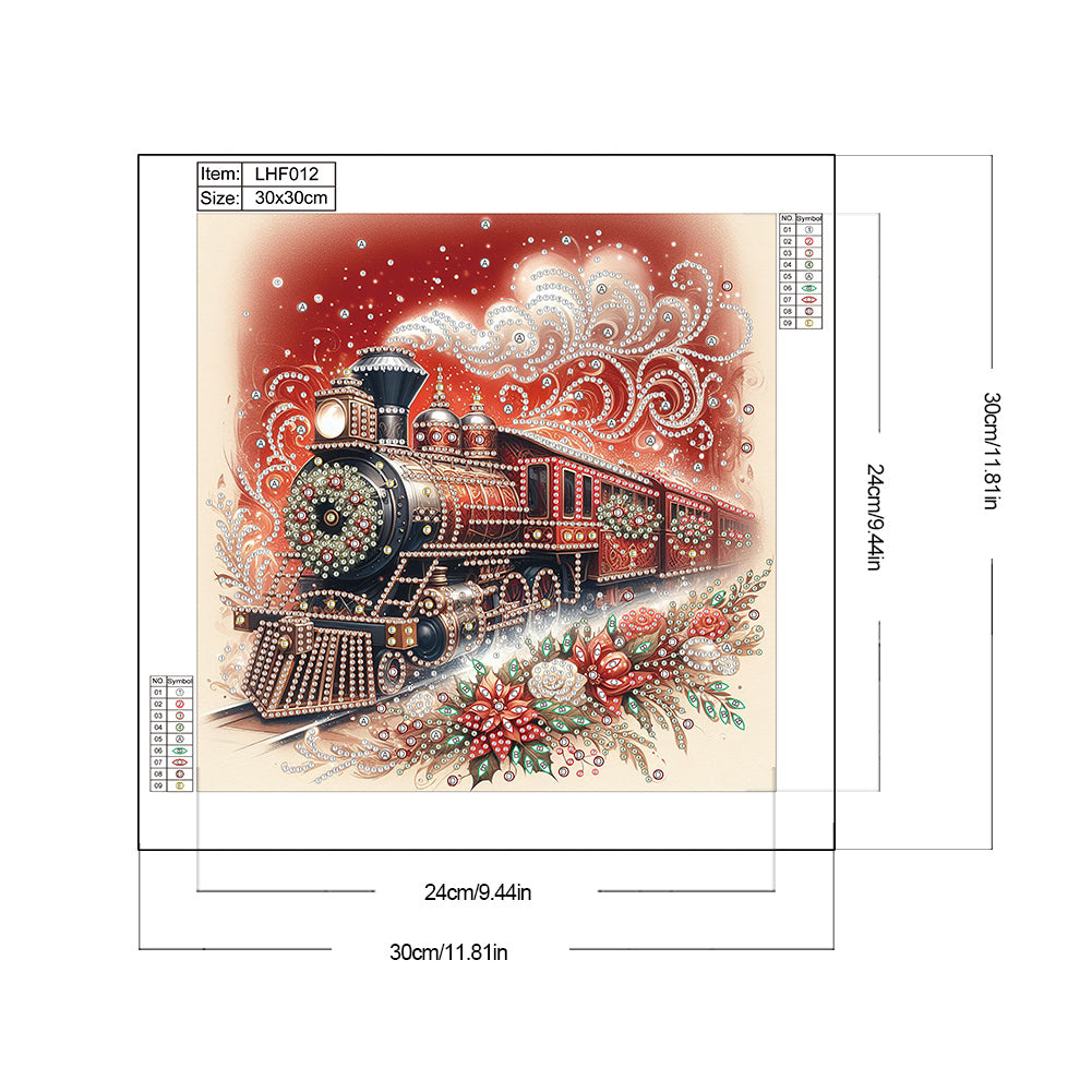 Red Train - Partial Special-Shaped Drill Diamond Painting 30*30CM