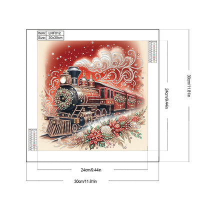 Red Train - Partial Special-Shaped Drill Diamond Painting 30*30CM