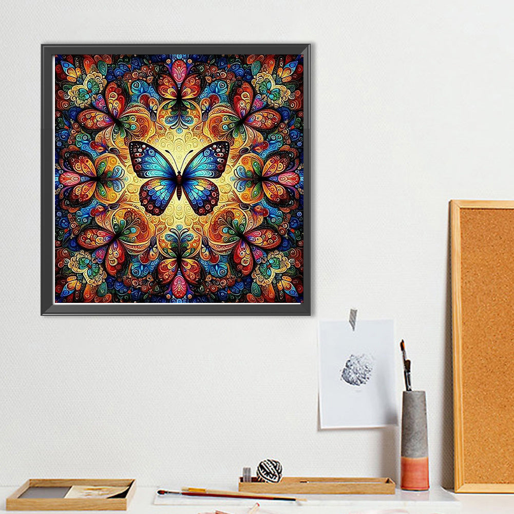 Butterfly Mandala - Full Round Drill Diamond Painting 40*40CM