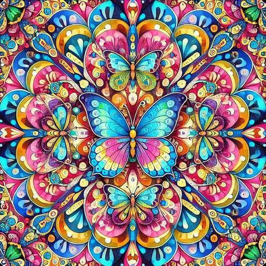 Butterfly Mandala - Full Round Drill Diamond Painting 40*40CM