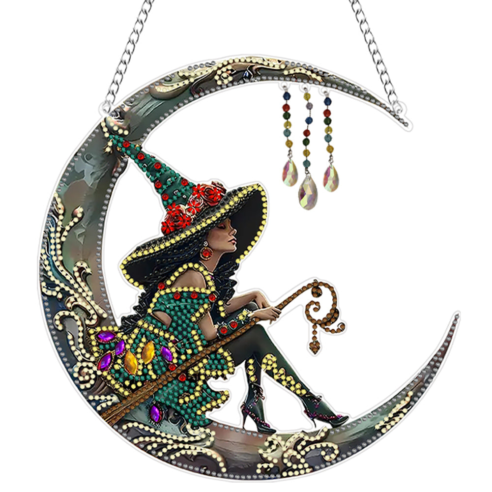 Mysterious Witch Diamond Art Hanging Pendant Acrylic Diamond Painting Home Decor